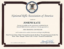 Our NRA Training Counselor certificates authorize us to teach students and instructors. 